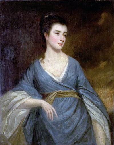 Junge Frau in einem blauen Kleid von English School